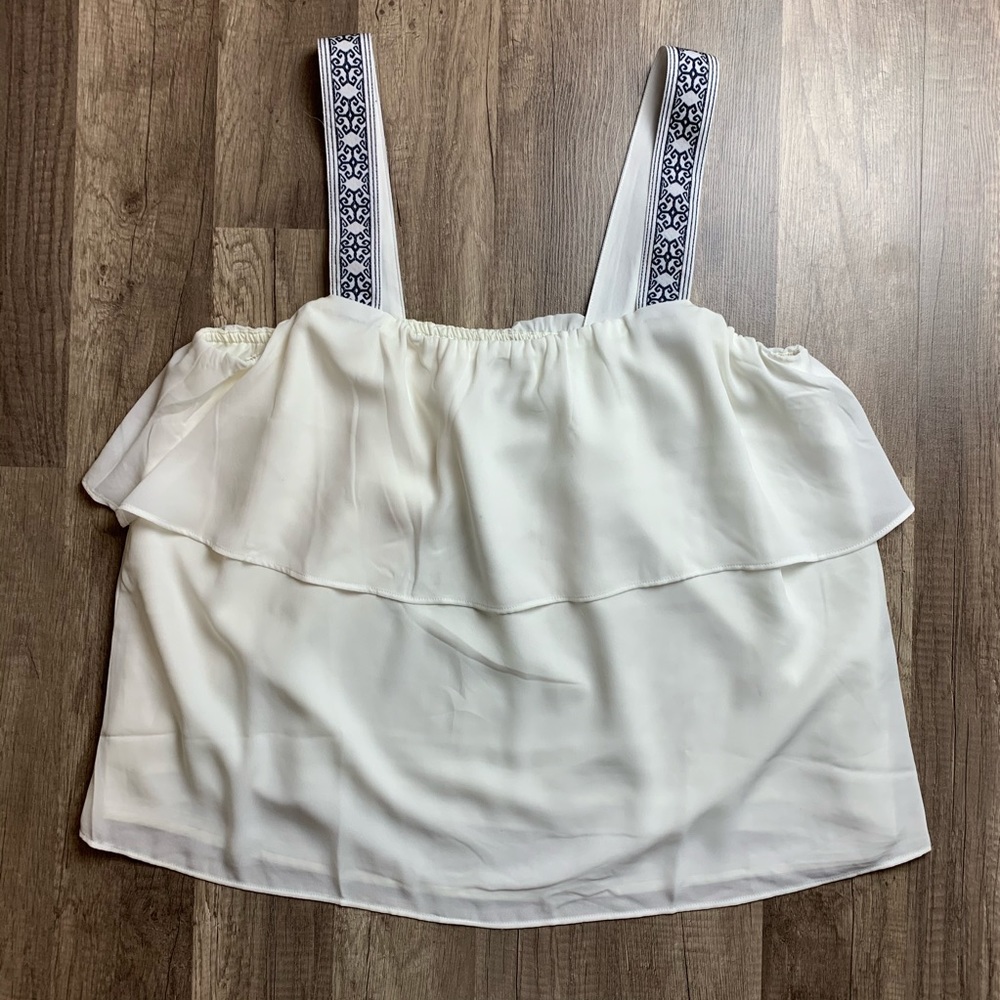 J Crew Tiered Ivory Tank
